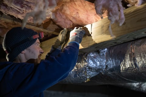 Crawl space being insulated
