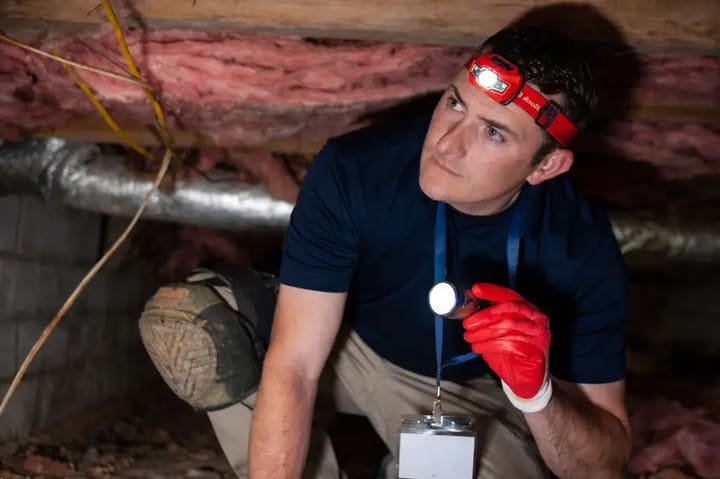 Inspector reviewing a written quote with a homeowner