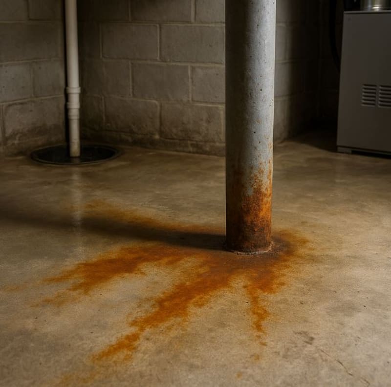 Rust Stains on Basement Walls and Floors