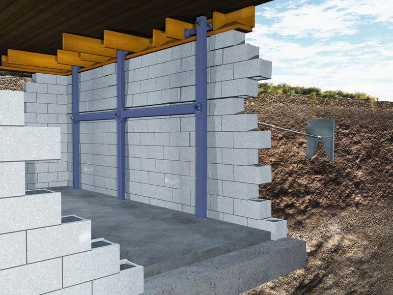 Waler Beam System for Bowed Basement Wall Repair
