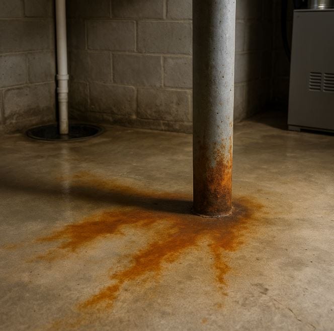 Rust Stains on Basement Walls and Floors