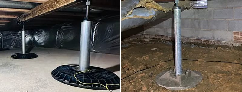 Before and after of a support jack install