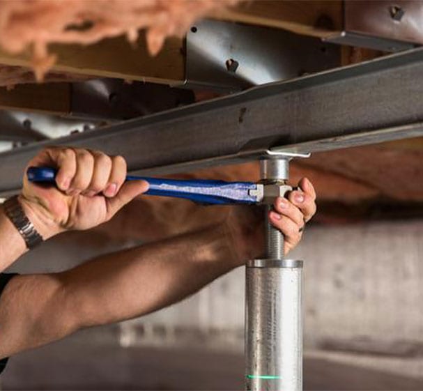 Crawl space supports beneath a home
