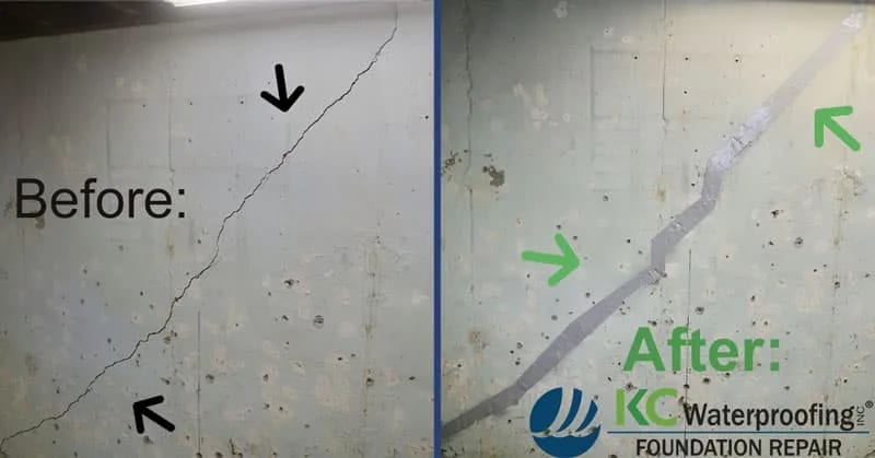 KC example of a wall crack before and after injection