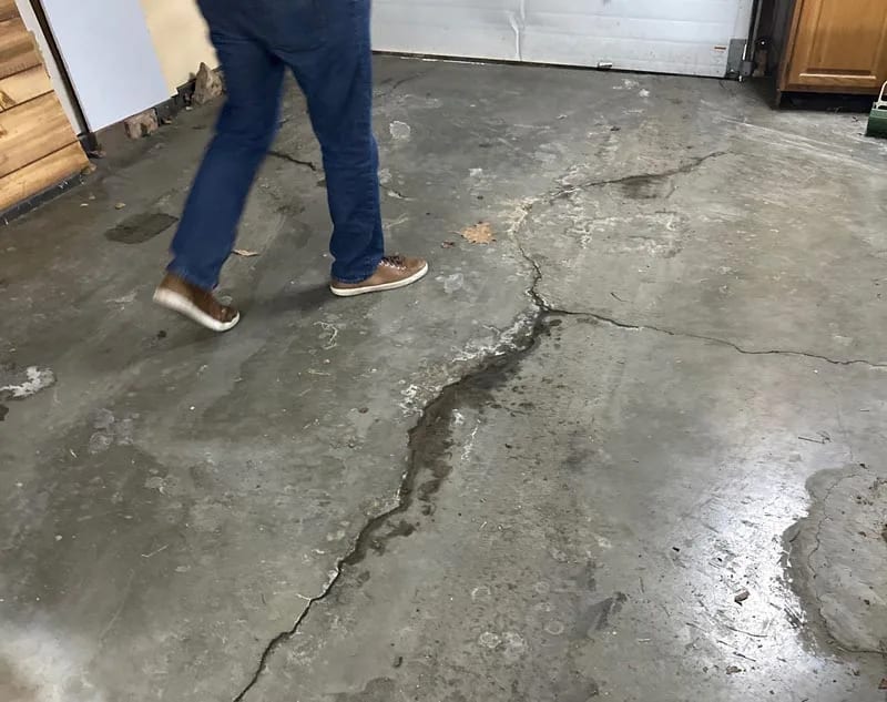 Cracking and separation in a garage floor