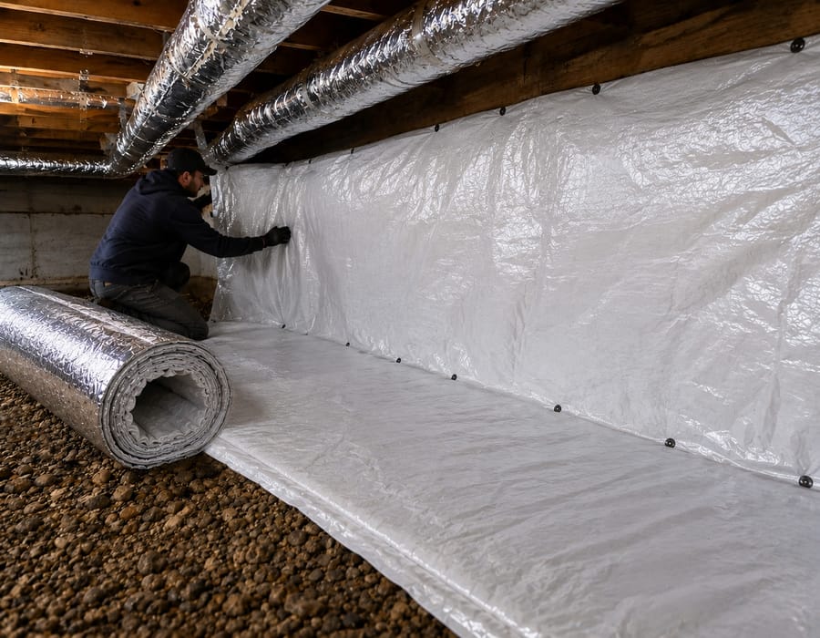 Encapuslating a crawl space wall